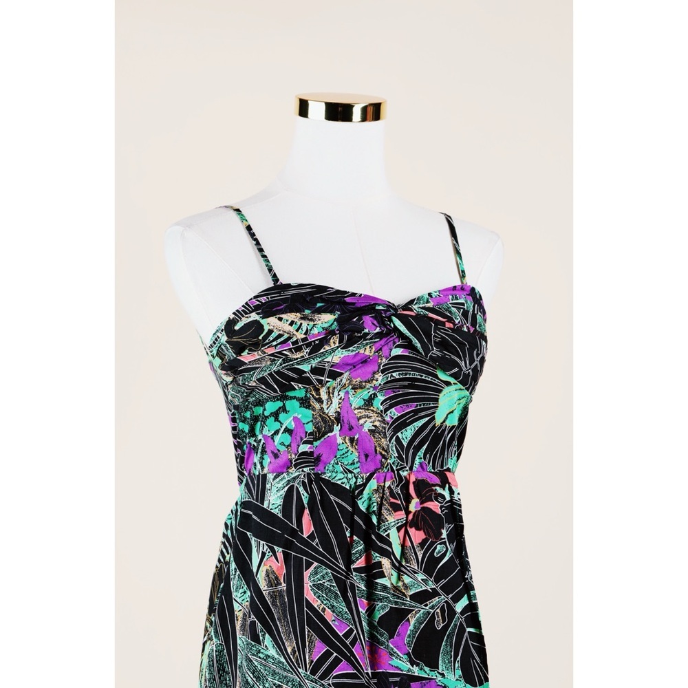 Sz 0 Anthropologie Edmé Esyllte Strapless Multicolor Jungle Print Mini Dress EUC - Picture 2 of 5